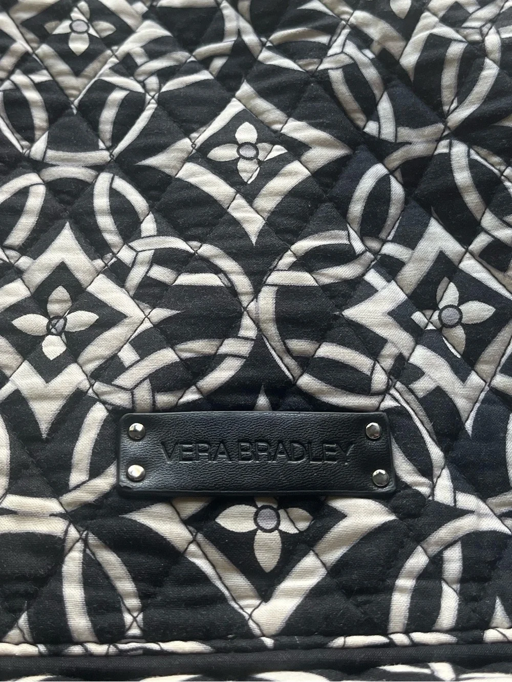 Quilted Black and White Patterned Crossbody Bag
